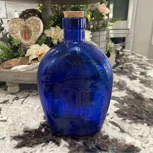 Chapel U S Naval Academy Annapolis MD Cobalt Blue Decanter w/Cork